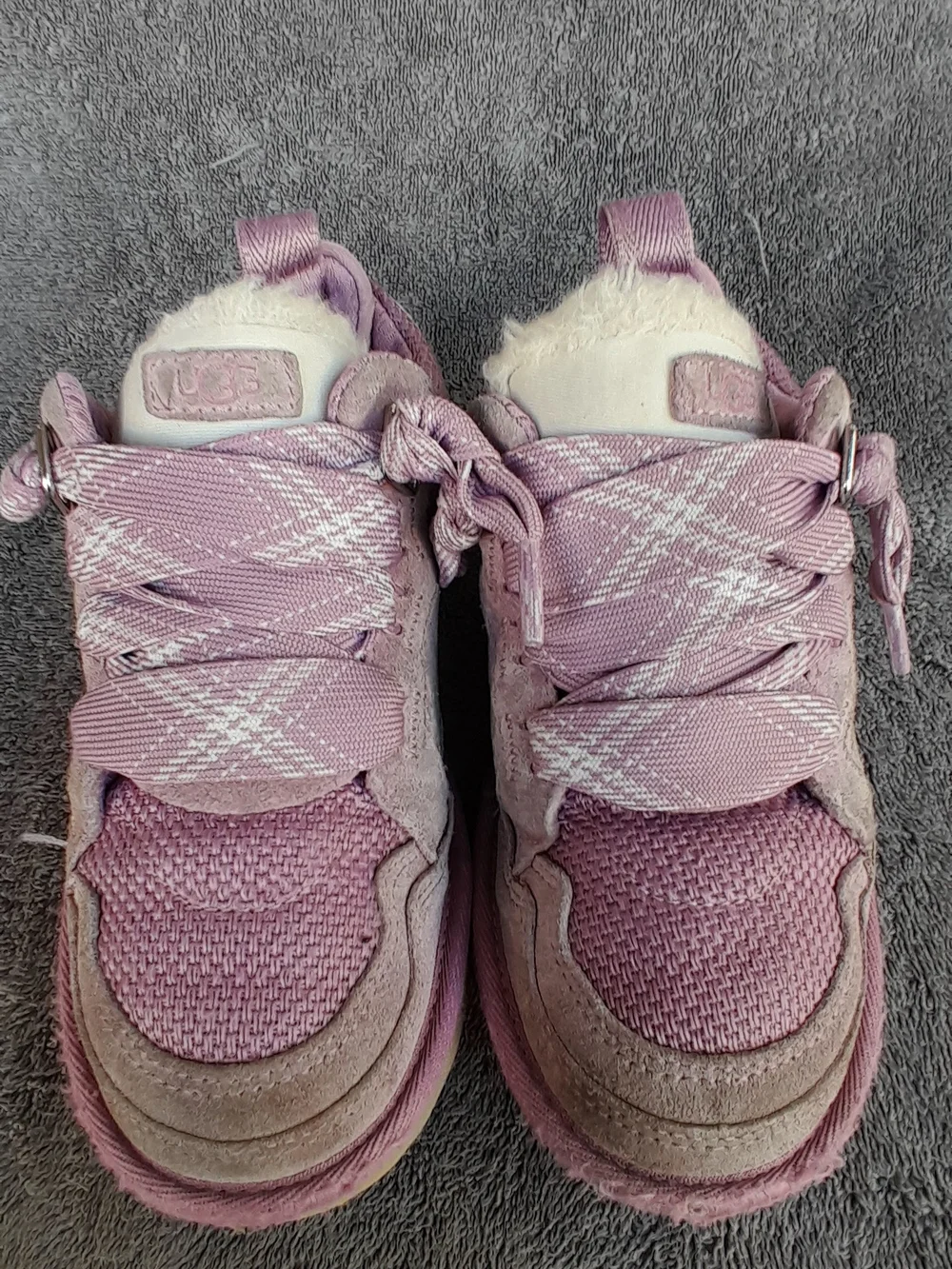 UGG Kids Pink Cozy Lace-Up Sneakers